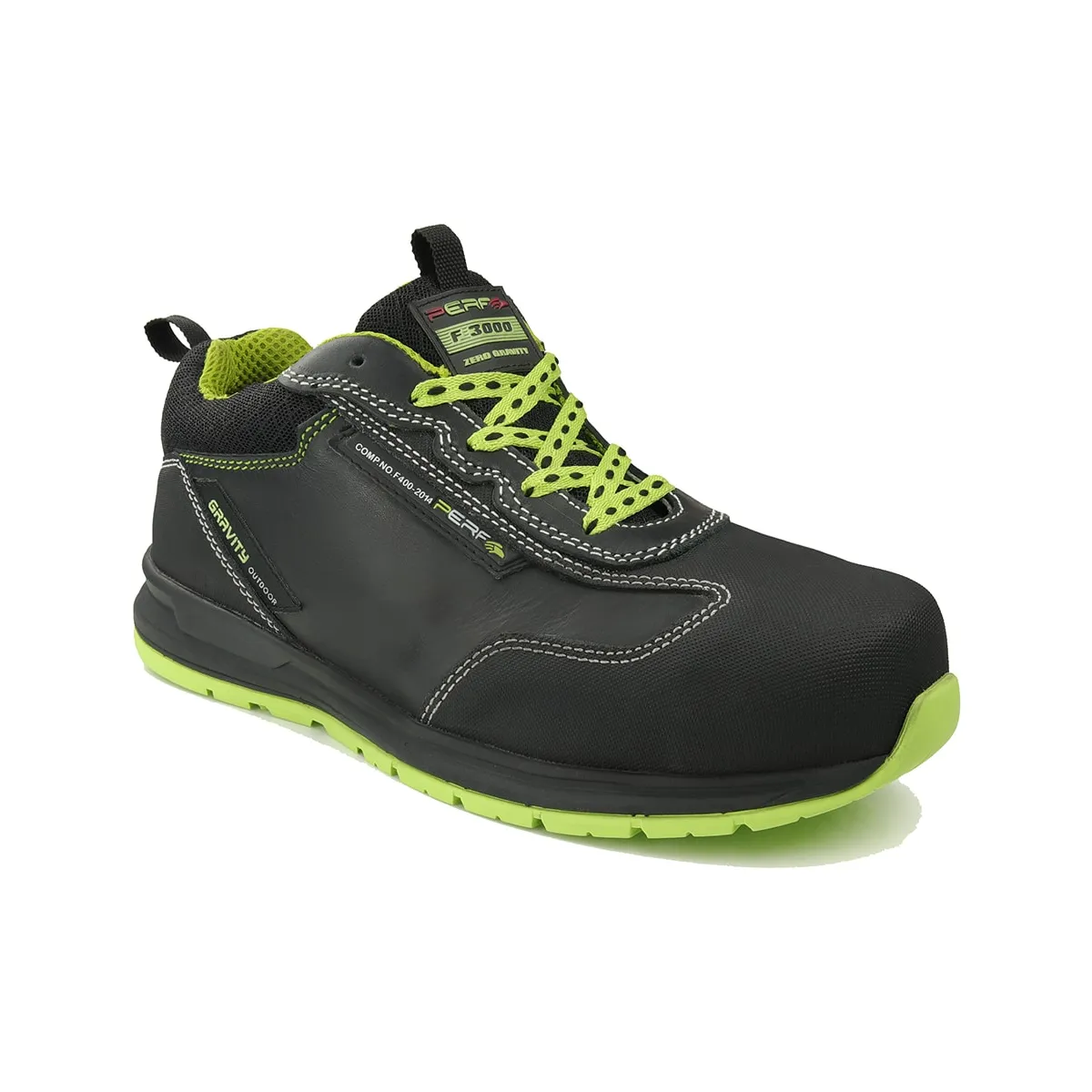 Perf Gravity 22 Vibram Leather Trainer — Black/Green